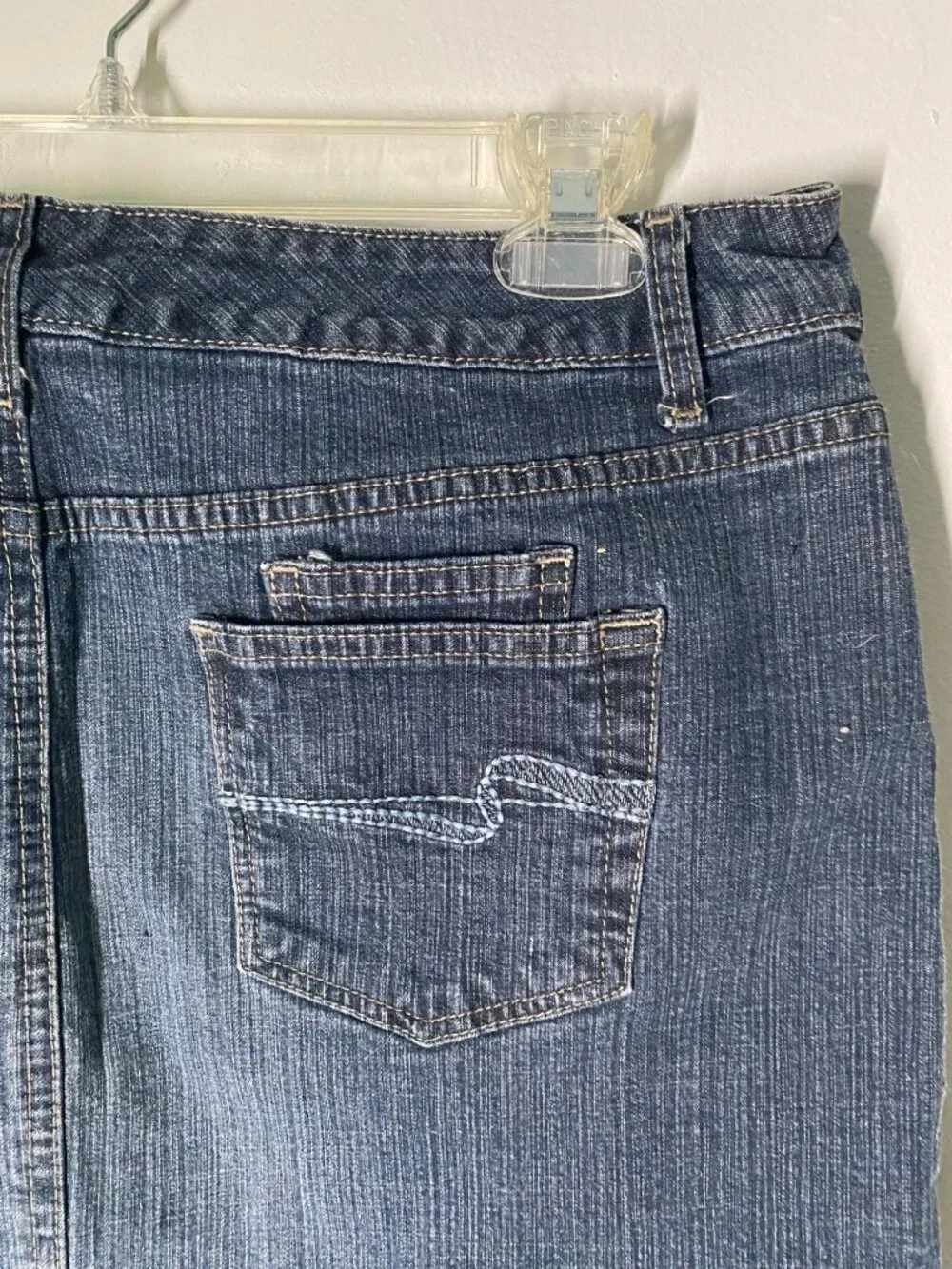 Y2K Vintage Sonoma Denim Jean Skirt With Pockets Size 12 Medium Wash Cotton Blen